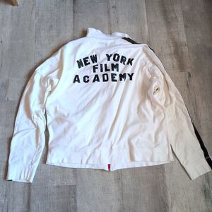 New York Film Academy Full Zip White Mock Neck Sweatshirt Men's Size XL Cotton